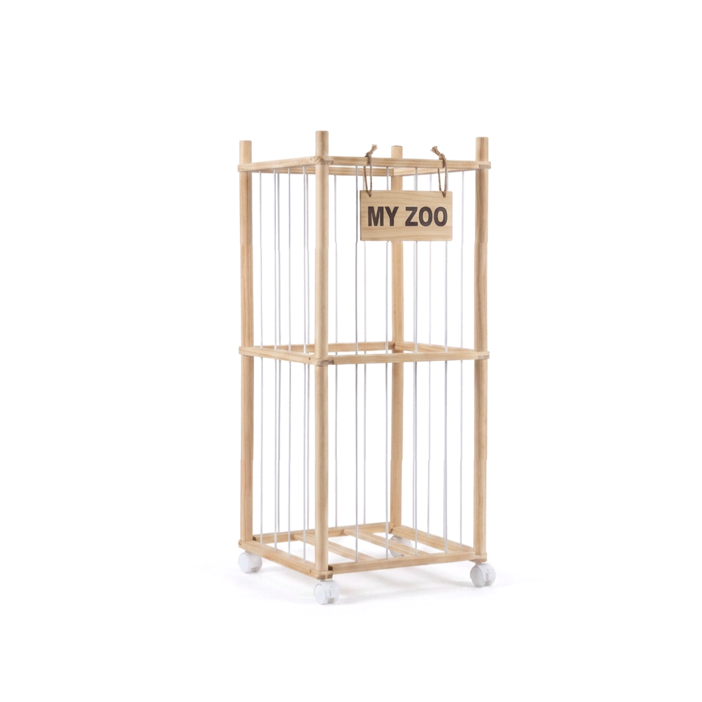 97cm Wooden Plush Storage Organizer with Wheels