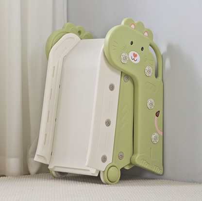 Foldable Indoor Slide for Toddler Green and White
