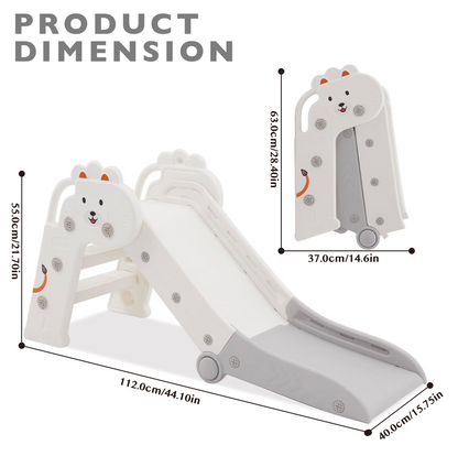 Foldable Indoor Slide for Toddler Grey and White