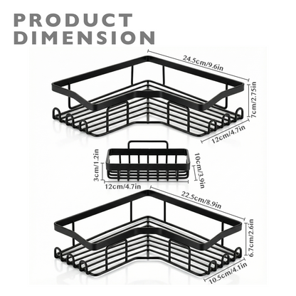 Set of 3 Corner Shower Caddy Adhesive Shower Organizer