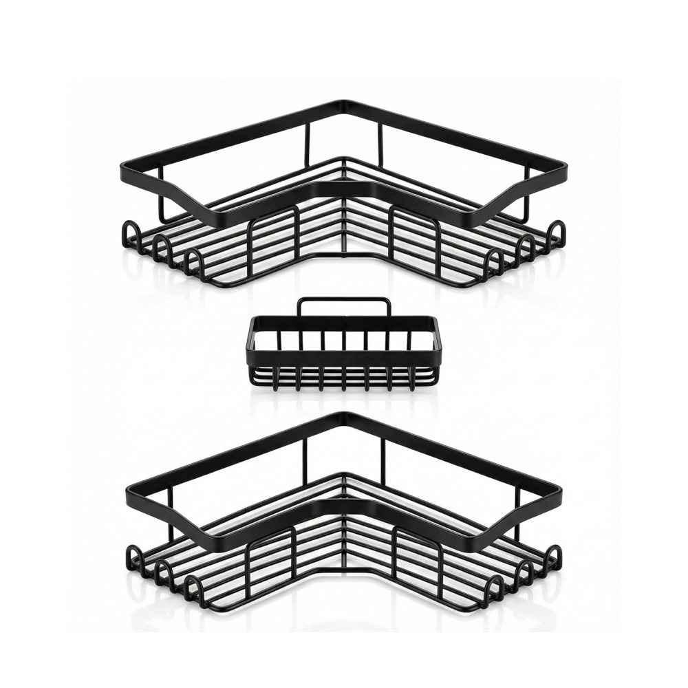 Set of 3 Corner Shower Caddy Adhesive Shower Organizer
