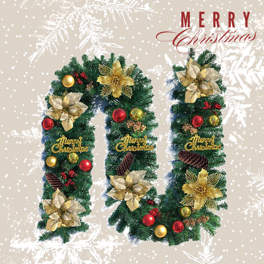 270cm Gold Flower Christmas Garland Decoration