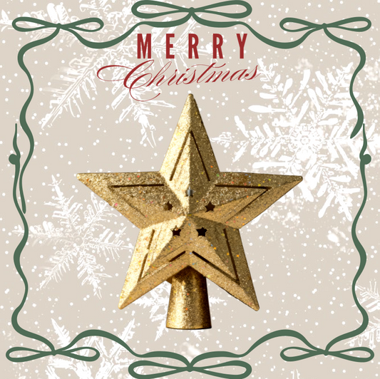 Gold Sparkling LED Christmas Tree Top Star with Projection