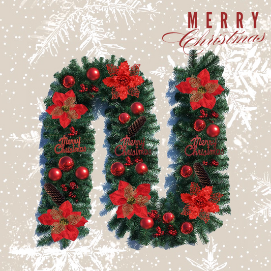 270cm Red Flower Christmas Garland Decoration