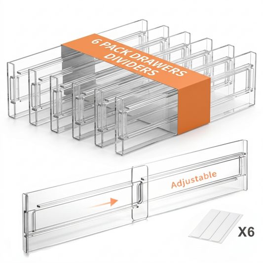 6 Pack Clear Drawer Dividers Set