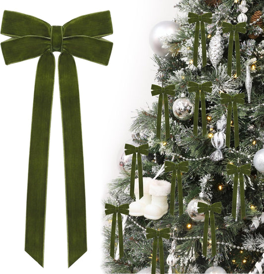 Set of 10 Velvet Christmas Tree Bows