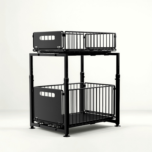 2-Tier Pull-Out Storage Rack for Kitchen Cabinet
