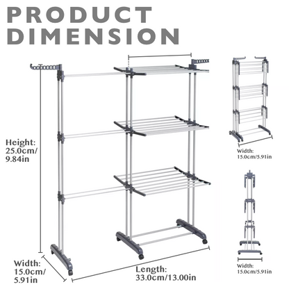 4 Tier Clothes Drying Rack Foldable Adjustable Clothes Airer