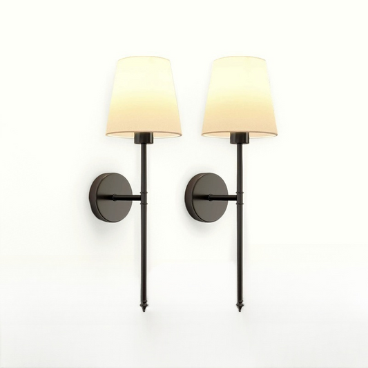 Set of 2 Rechargeable Wall Lamp with Remote Control - Black