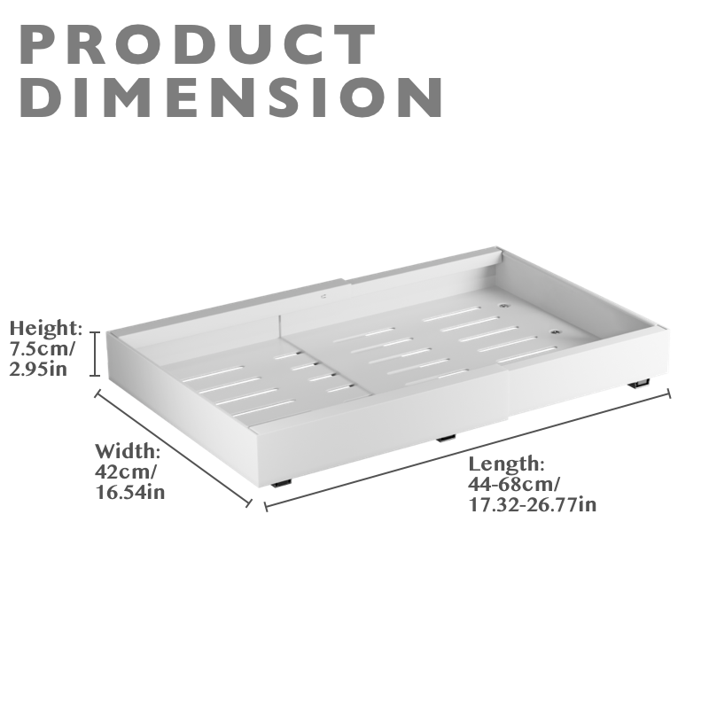 Expandable Pull Out Tray Cabinet Drawer, White