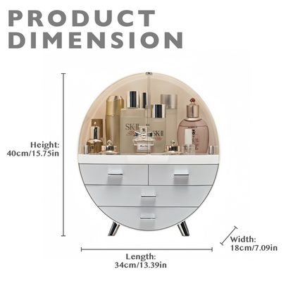 Round Makeup Storage Box Organizer with Drawers